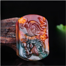 新疆玉色七彩龙男士腰佩玉石腰扣男款招财进宝龙穿新疆彩玉皮带扣