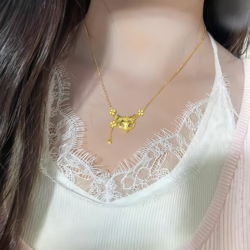「金面灵狐」金店同款狐狸面具项链国风仙气东方神秘感夏日锁骨链|undefined