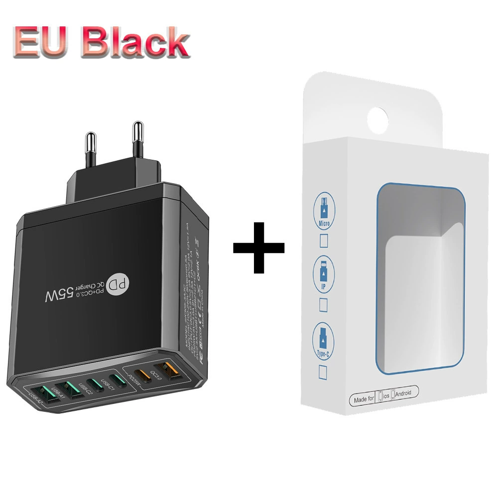Быстрое зарядное для мобильного телефона 3PD+3USB, дорожный блок, стандарты PD55W QC3.0+PD25W
