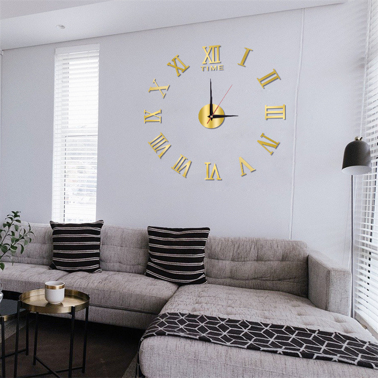 Creativo nórdico sala de estar acrílico reloj romano dormitorio DIY mudo Reloj de pared hogar pared colgante reloj decorativo