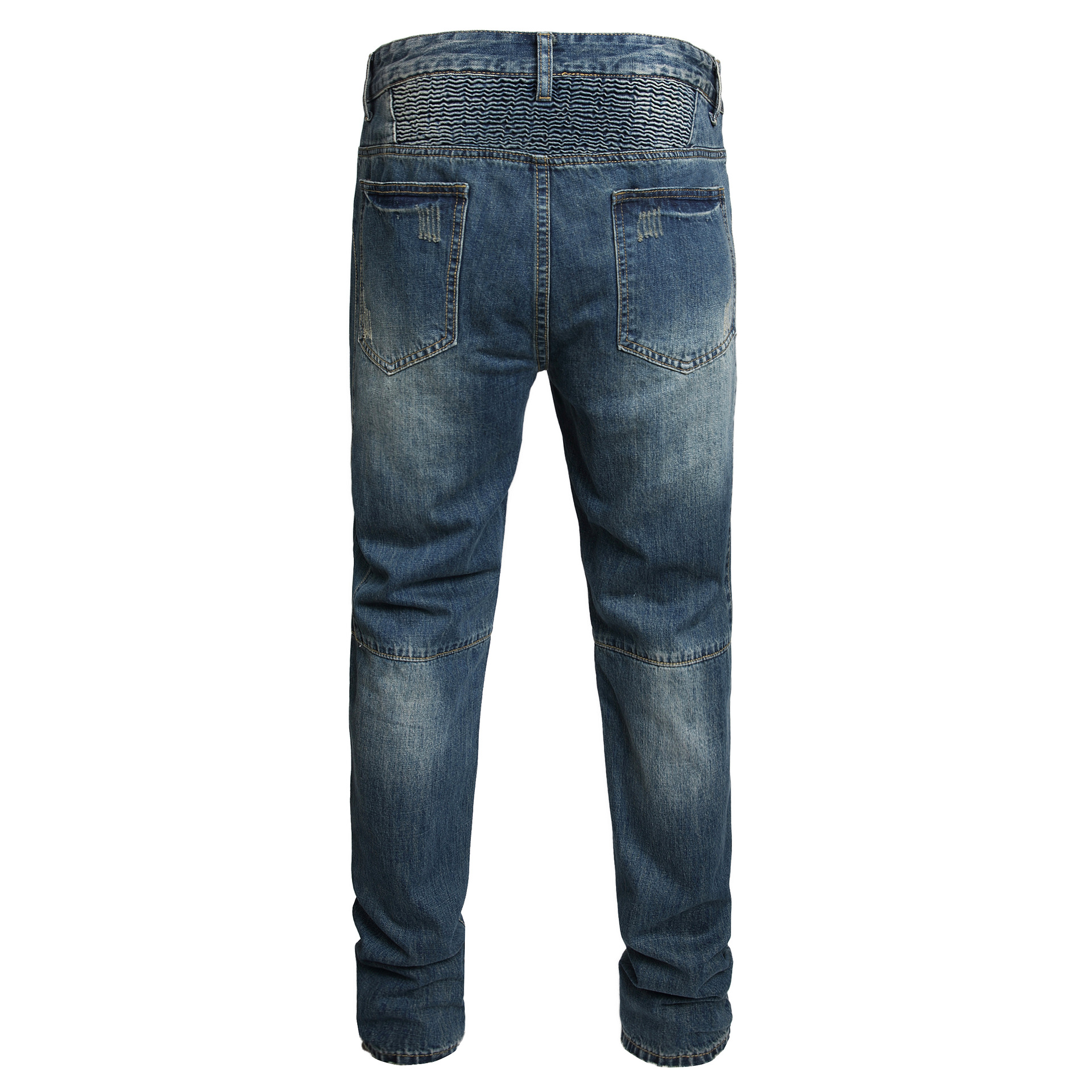 Men's Fashion Straight Leg Jeans Zipper Decorated Casual Denim Pants Mid Waist Long Slight Stretch Softener_mkmklike.com