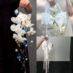 手捧花领证花束新娘婚礼假花手提珍珠环形手捧花拍照道具