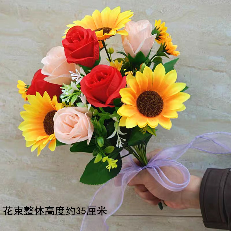 Reunión deportiva, actividades estudiantiles, baile, flores falsas coloridas, flores de plástico, flores de seda, baile, accesorios, ramo de simulación