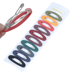 韓版磨砂5.5CM橢圓鏤空BB夾女童邊夾後腦碎髮夾十個裝學生發卡