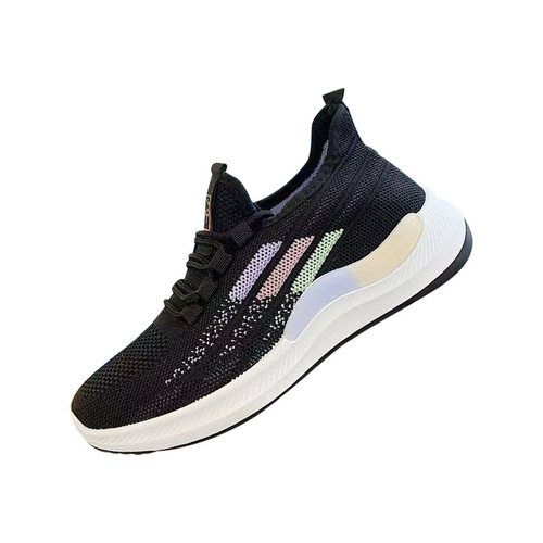 Sports Shoes Women's Lightweight Running Shoes  Autumn New Breathable Flyweave Anti-Slip Soft Sole Women's Versatile White Shoes