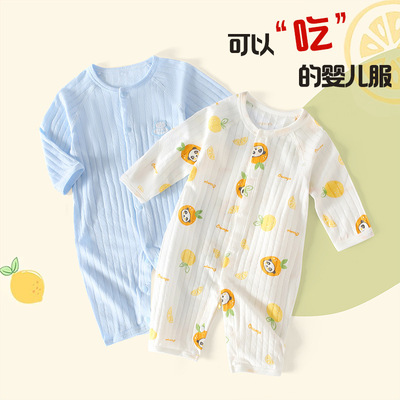 baby Autumn pure cotton baby one-piece garment clothes Thin section Monk clothes spring and autumn Newborn Romper Climbing clothes