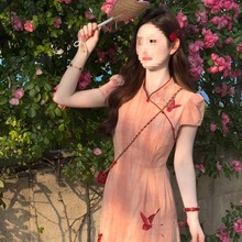 新中式轻国风改良旗袍连衣裙子女装2025新款夏季气质绝美收腰长裙