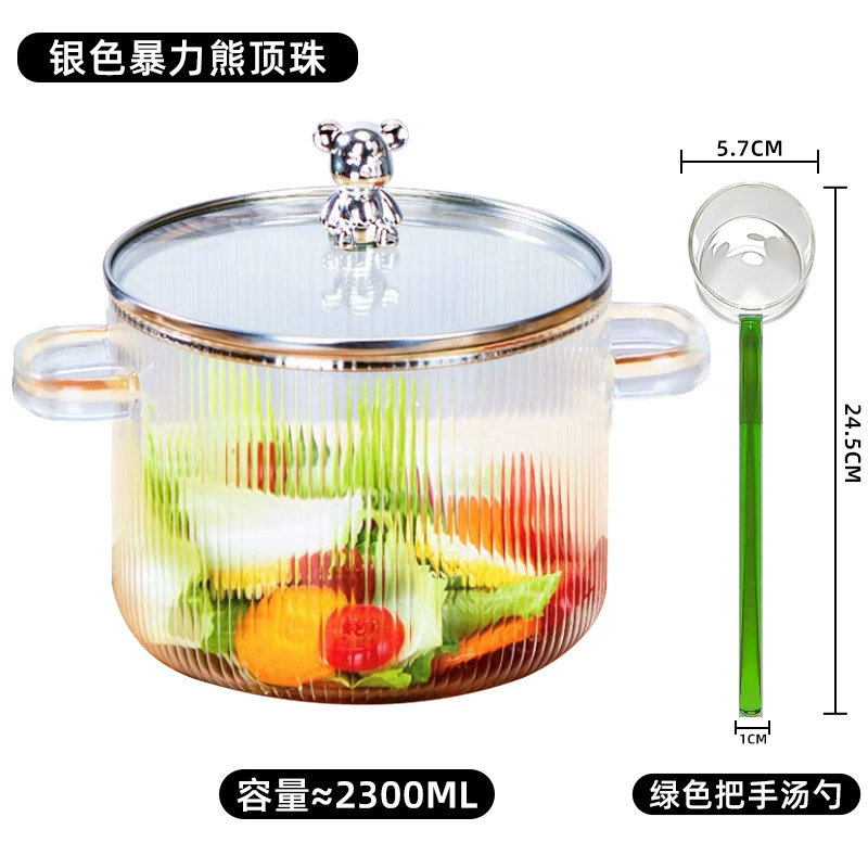Каменная посуда? wait careful: It says high borosilicate glass pot open flame gas direct burning multifunctional instant noodles bowl double ear soup pot stew pot factory foreign trade