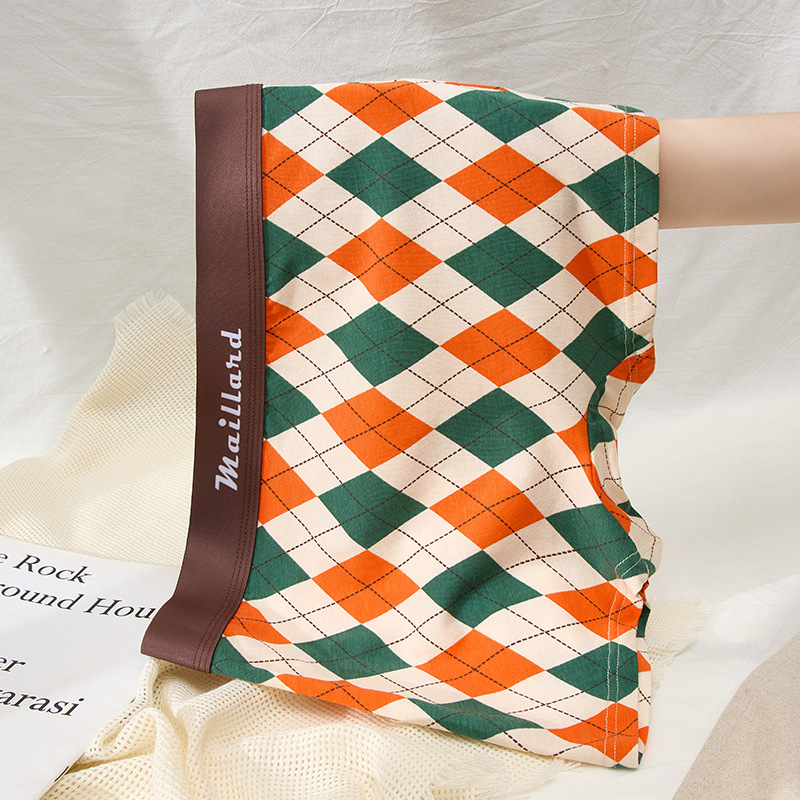 Brilliant Rhombus Women's Underwear Personalized Soft Girls Boxer Briefs Printed Antibacterial Boxer Briefs Pure Cotton Underwear Wholesale