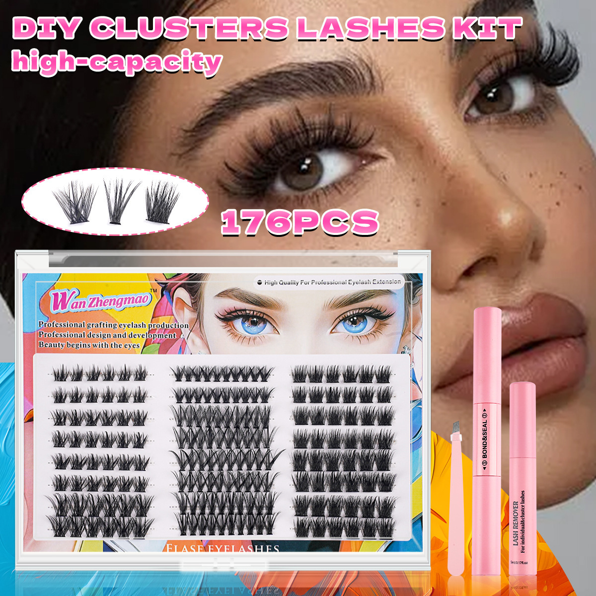 24 filas de explosiones transfronterizas DIY Cluster Lashes pestañas falsas pestañas múltiples pestañas mezcladas set de comercio exterior