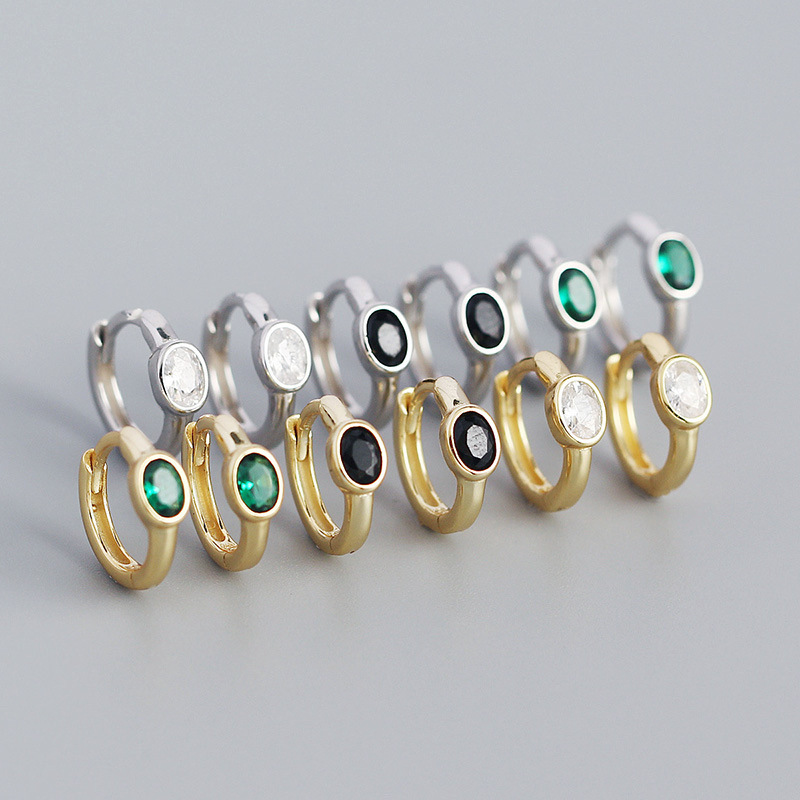 5g Weight 1 Pair 925 Sterling Silver Zircon Geometric Earrings