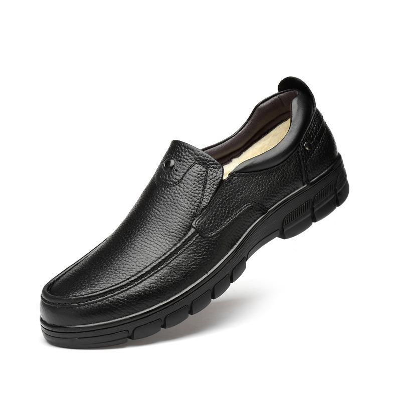 Wide Feet Round Head Shallow Mouth Large Size Foot Cover Men's Shoes Men's Outdoor Casual Leather Shoes Rubber Non-slip Sole_voghion.com