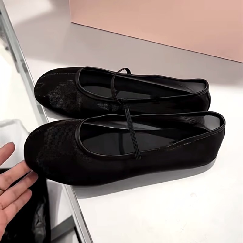 Round Toe Shallow Mouth Single For Women, New Summer Fashion Flat Mesh Breathable Soft Granny Shoes, Mary Jane Shoes_vogvips.com