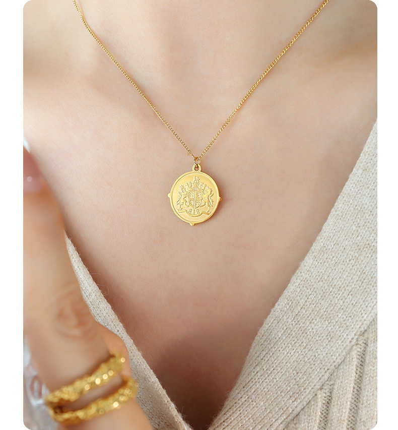 Amulet Pattern Necklace Thai Ethnic Gold Titanium Steel Chain_voghion.com