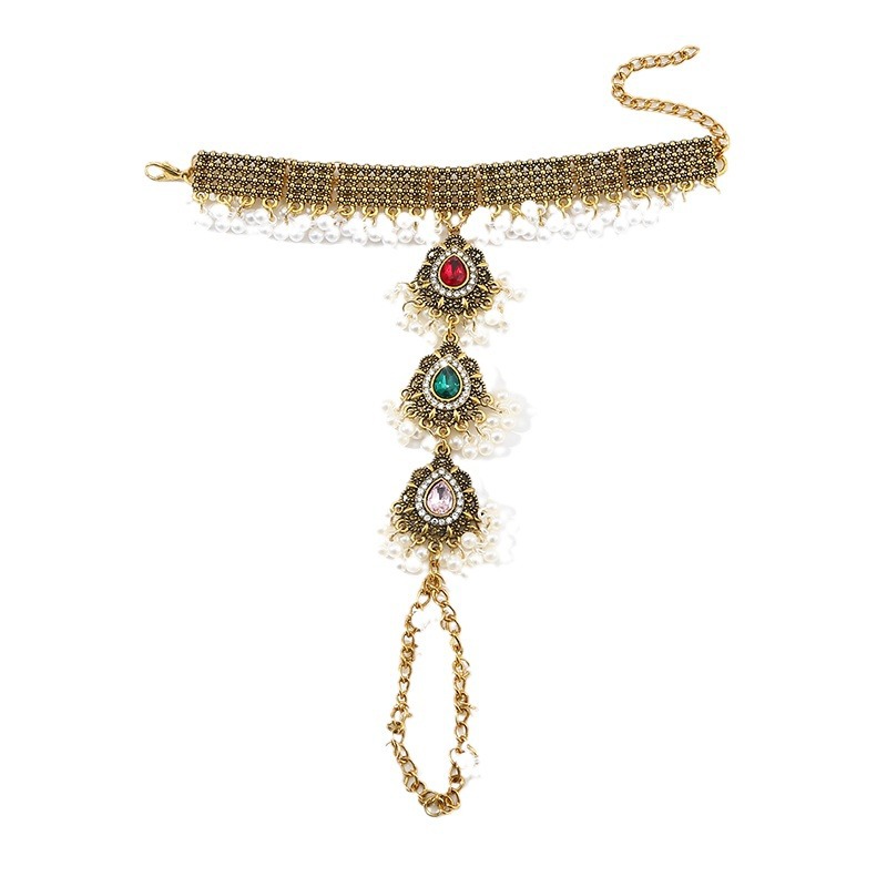 Vintage Ethno Ringarmband Aus Metall Mit Perlen Und Kristallen_voghion.com