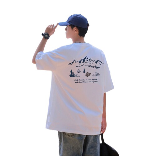 Clean and Simple Cotton T-Shirt for Men - Summer Heavyweight Trendy Loose Casual Base Shirt