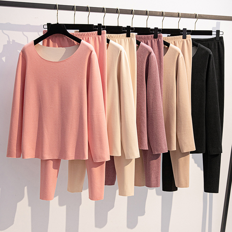 无痕双面德绒发热保暖内衣套装胖MM大码女装200/300斤套装9188