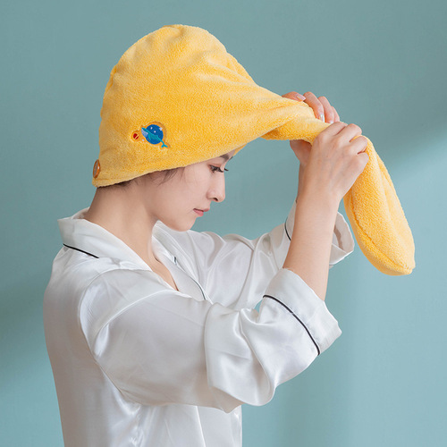 Coral velvet dry hair cap household quick-drying super absorbent turban does not hurt hair thickened bathroom shampoo bag turban for women