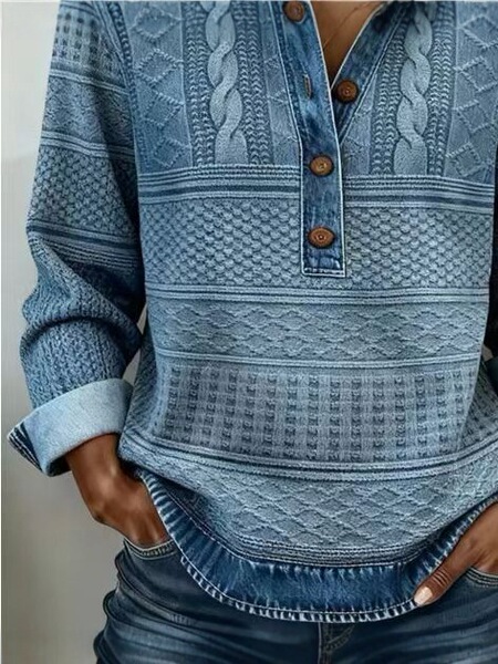 Knitted demi-season denim shirt