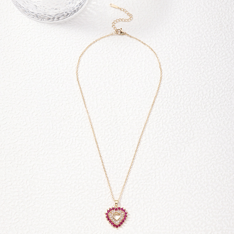 Heart Shape Pattern Wholesale Jewelry Simple Style Heart Shape Copper Zircon Pendant Necklace