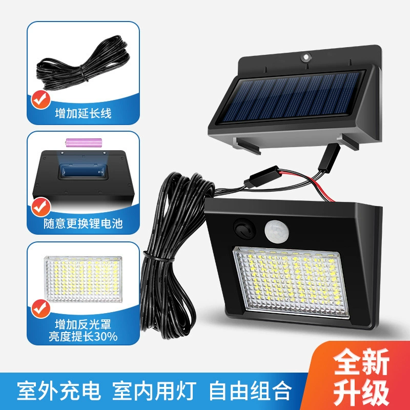 Солнечно-питаемая LED-галлюцинацияTravel светодиодная физиологическая индукционная лампа, сверхяркая разделённая бра для беседки, сенсор человека