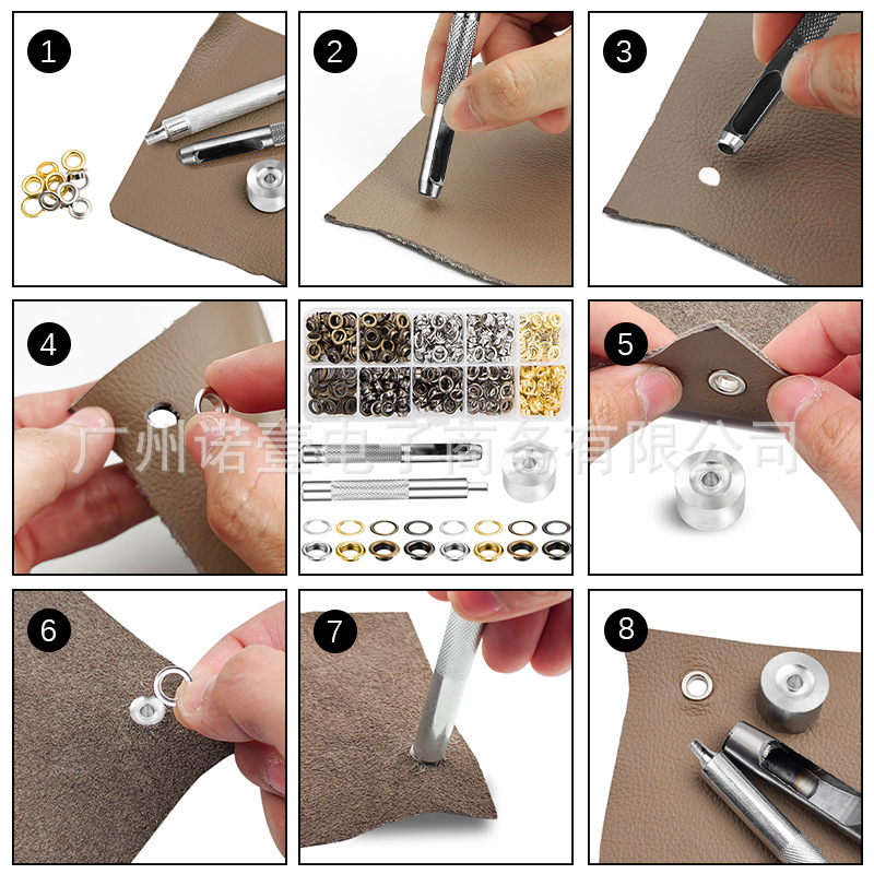 Amazon spot transfronterizo 200 juegos de cobre 6mm botón de ojo de aire herramienta de instalación de botón de ojo de gallo botón de lona perforado