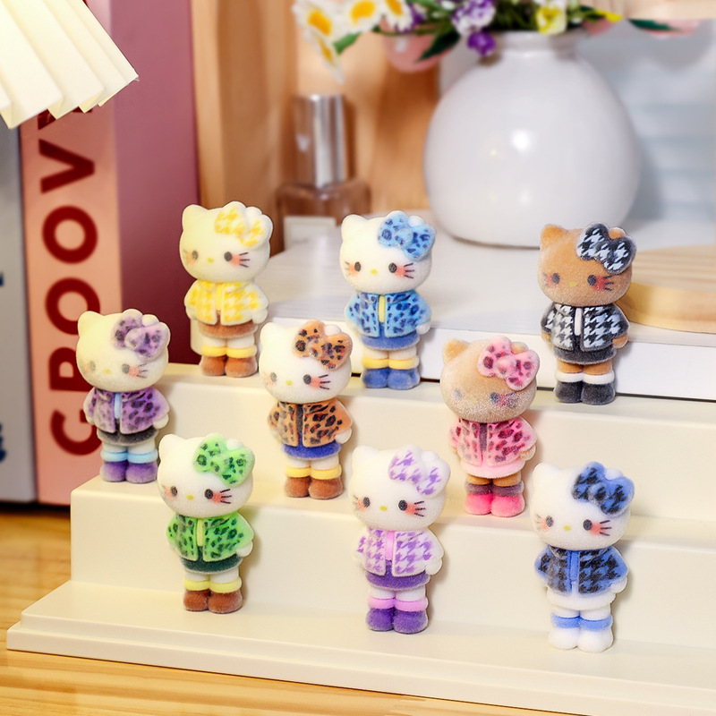 Cross-Border Popular Long-Legged Kt Cat Cute Plush Doll Car Desktop Ornament Trendy Blind Box Flocked Small Doll Wholesale