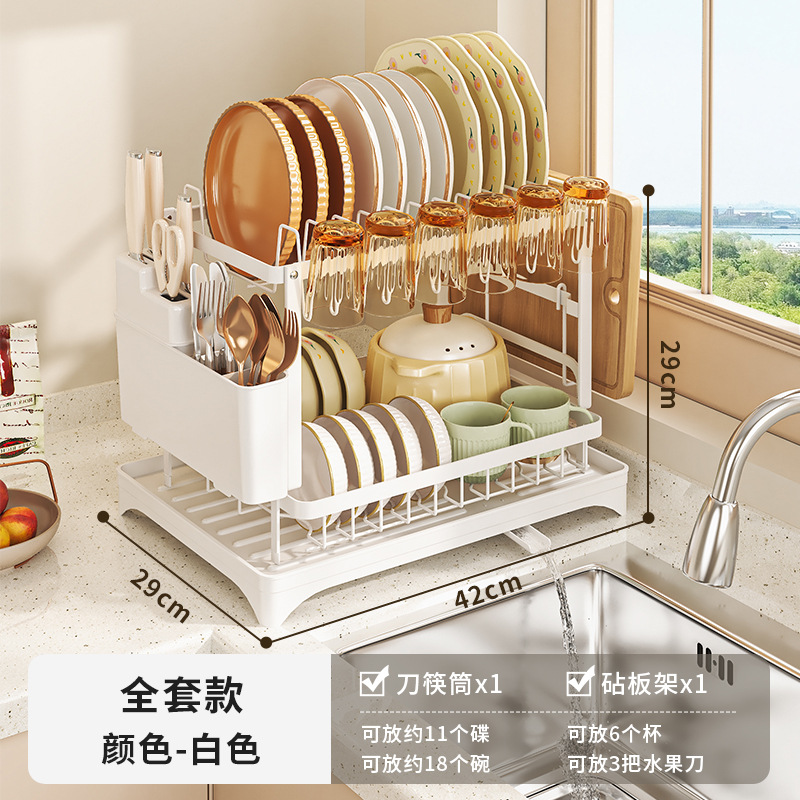 Organizador de cocina multifuncional – escurridor de platos y cubiertos sin perforación