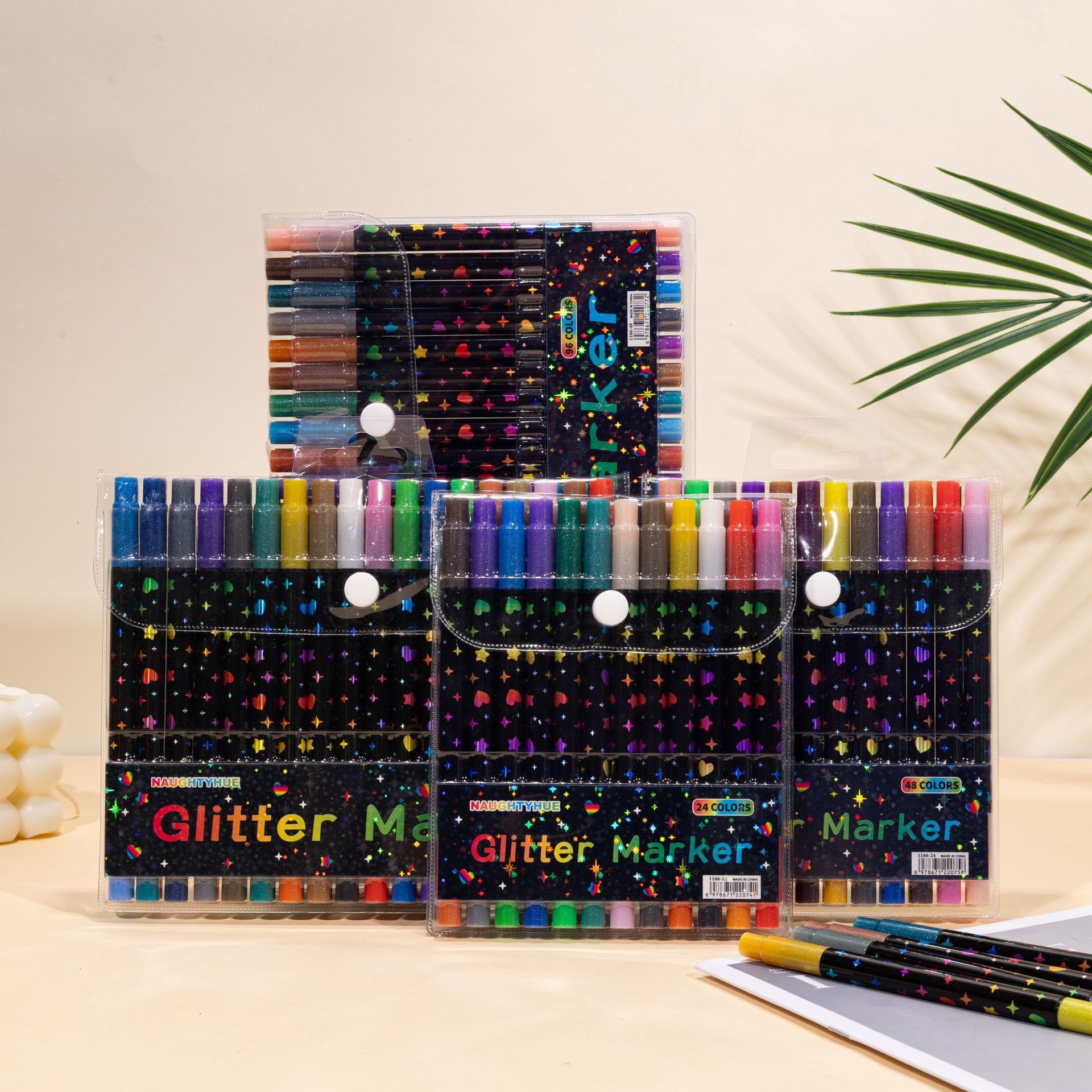 Flashy Double-Ended Acrylic Marker Pen Set 24 Colors 48 Colors Student Art Painting Soft Tip Waterproof Non-Transparent Stackable