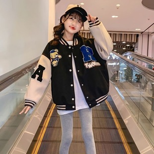 Girls' Spring and Autumn Coat 2024 New Children's Korean Style Fashionable Jacket Top Girls' Baseball Suit