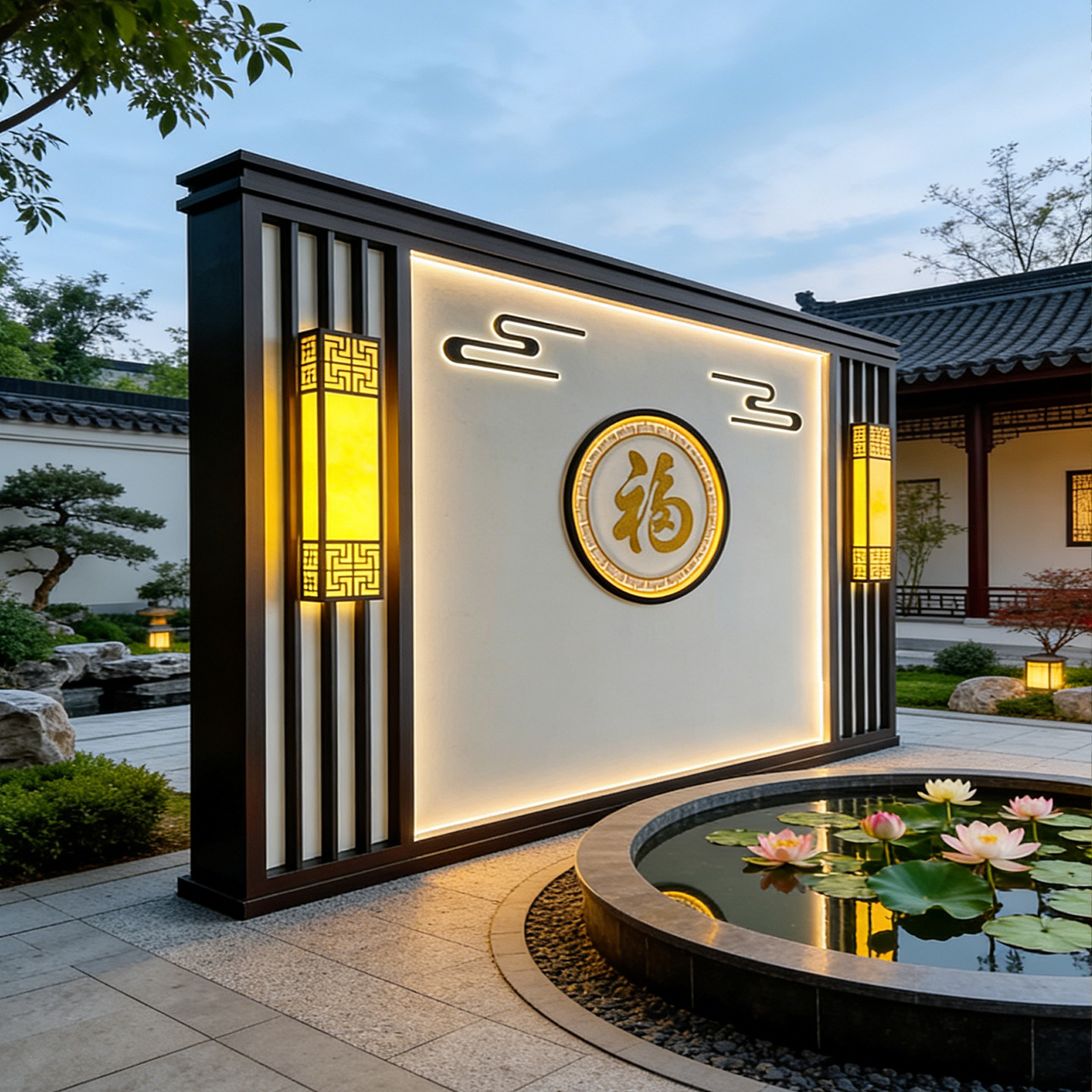 Customized Stainless Steel Screen Wall for Entryway, New Chinese-Style Villa Courtyard Metal Landscape Wall, Community Yard Partition Screen