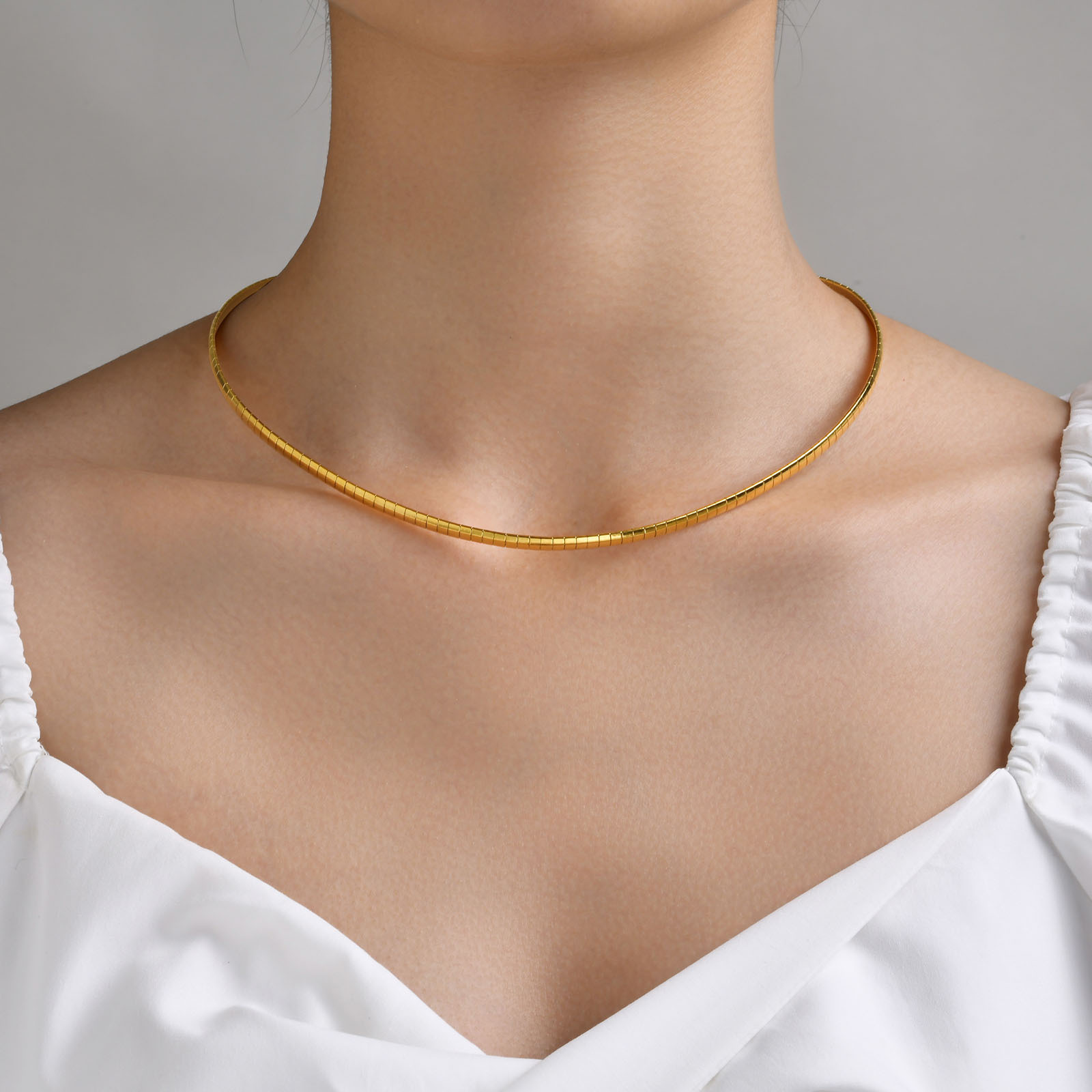 Solid Color Pattern Wholesale Jewelry Simple Style Classic Style Solid Color 201 Stainless Steel Choker