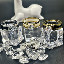 日韩网红陶瓷镶钻戒指个性ins戒指女钛钢不掉色戒指时尚情侣指环