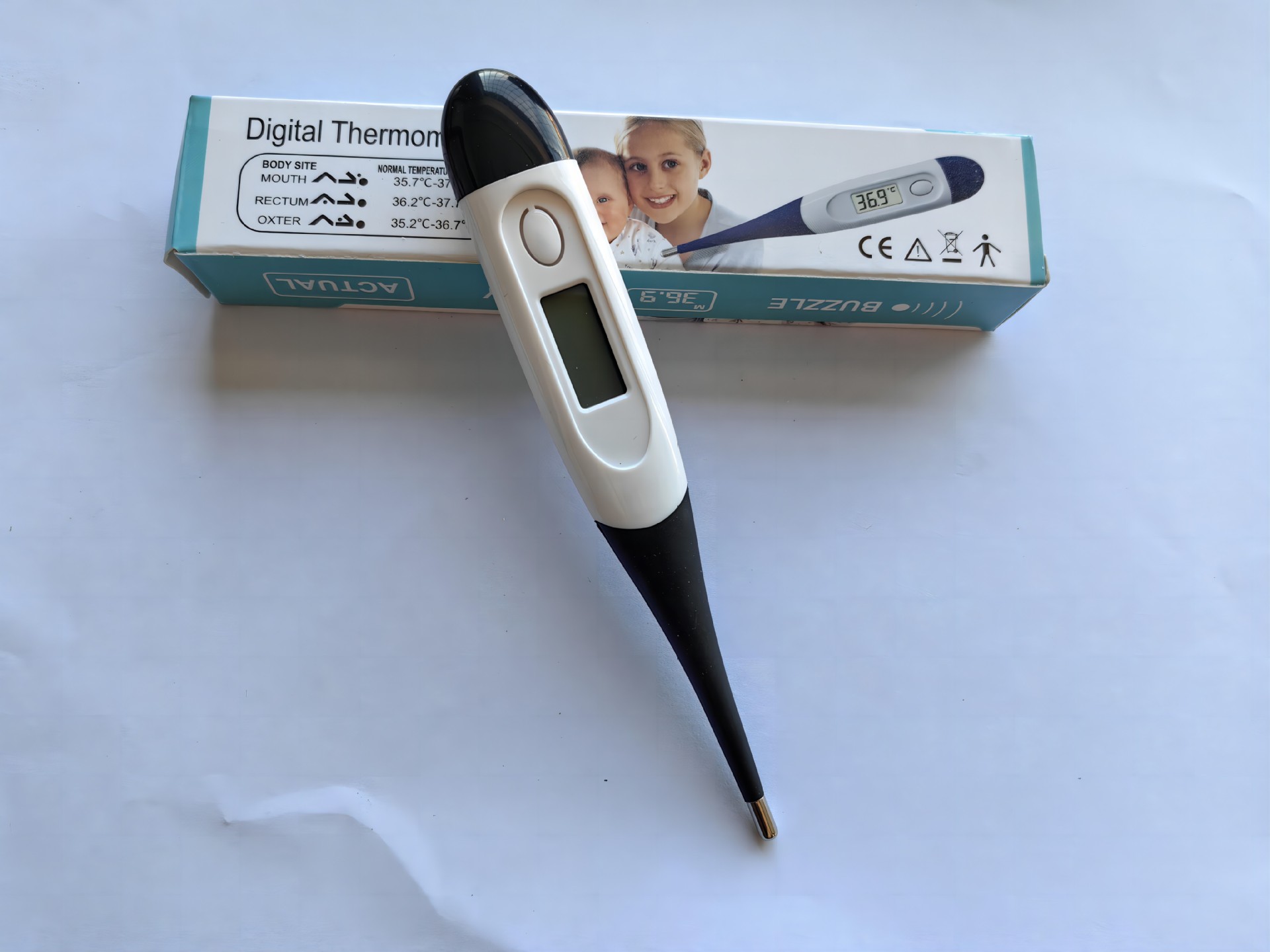 Termómetro electrónico de cabeza suave, termómetro de precisión digital para adultos y niños bajo la cavidad axilar, logotipo personalizado