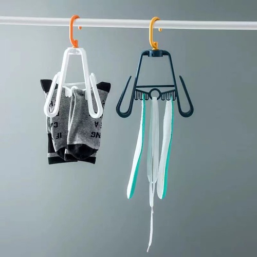 Multifunctional shoe drying rack, towel, socks, shoelace hook, household one hanging four rotating shoe rack, windproof clothes drying rack