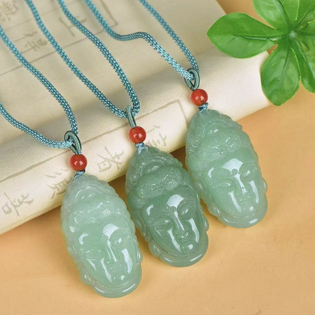 천연 AVENTURINE 핑 버클 펜던트 RUYI 잠금 옥 옥 우시 브랜드 GUANYIN 펜던트 라이브 공급 도매