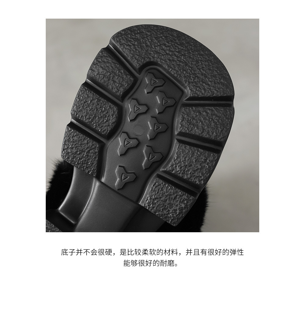 Boot nữ cổ cao lông thỏ ấm áp đế dày buộc dây — Bộ lông màu trắng sữa chi tiết 22