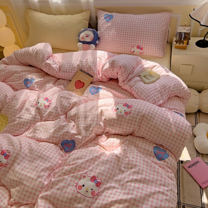 A clase de algodón ultra suave lavado con agua cuatro piezas de madres y bebés cubierta de cama desnuda dormitorio de estudiantes ropa de cama de tres piezas