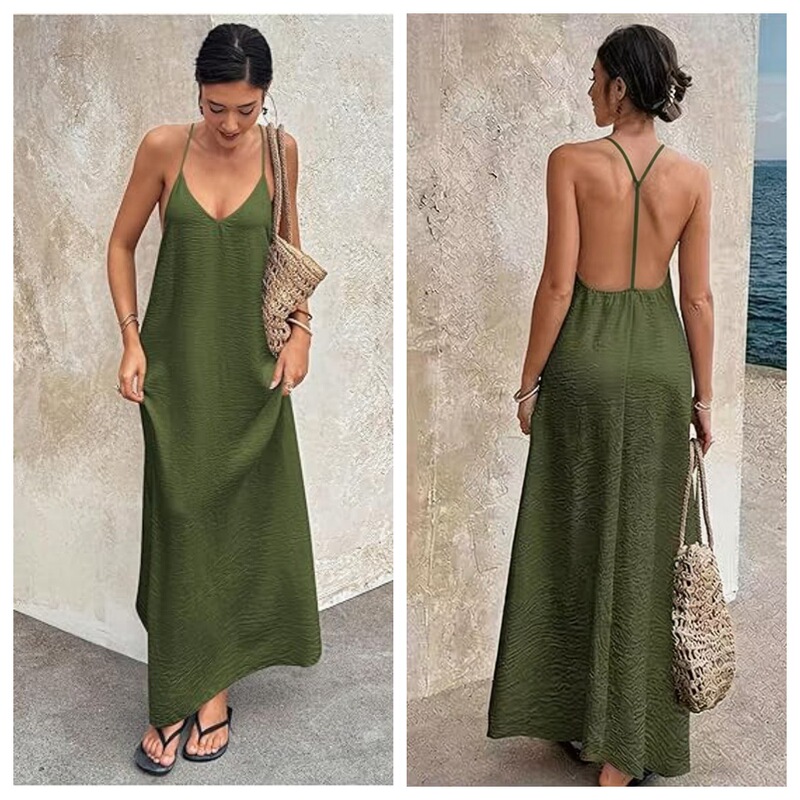 2026 Cross-Border Amazon Aliexpress New Women's Suspender Backless Sexy Hollow-Out Sleeveless Long Dress Women's Clothing Wholesale 2026 Cross-Border Amazon Aliexpress New Women's Suspender Backless Sexy Hollow-Out Sleeveless Long Dress Women's Clothing Wholesale