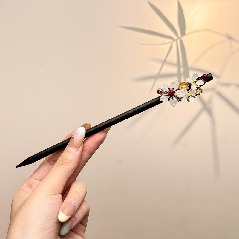 Retro simple nicho de alta estética oriental diseño de cabello de flores de frascos de estilo antiguo cabello