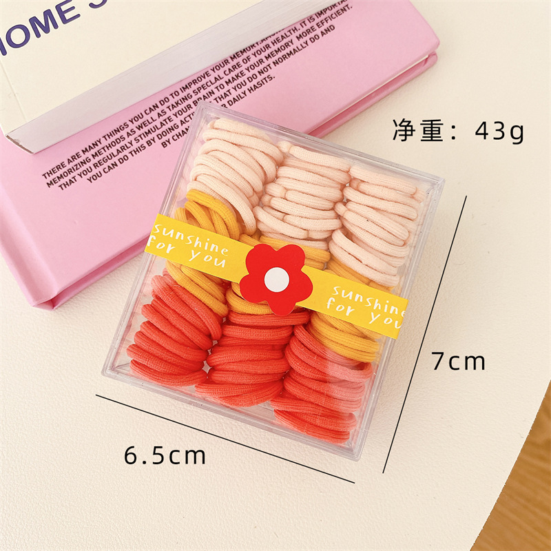 Base de banda de pelo pulgar de los niños base 90 bandas de goma cuerda de pelo para niños color caja de pelo cuerda cabeza accesorios al por mayor