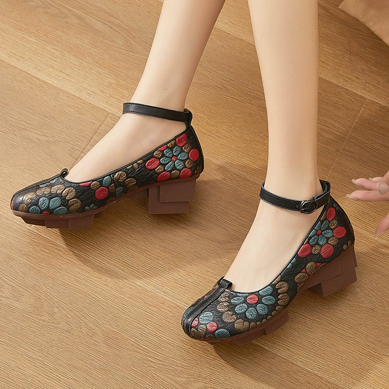 嫔妃丽人 Ethnic shoes, anklet, belt, ethnic style, genuine leather, autumn