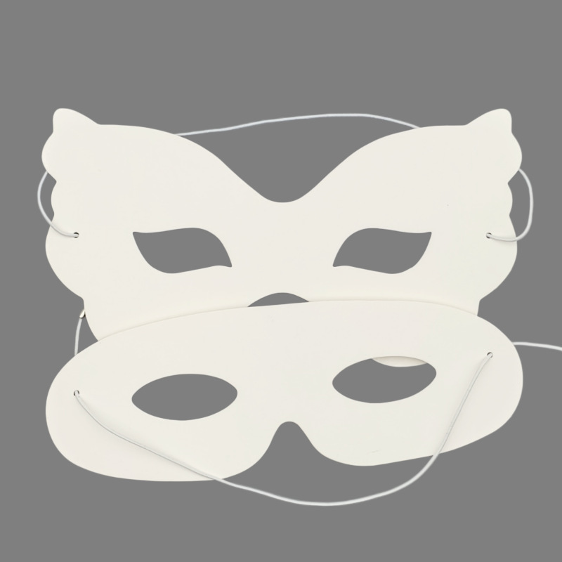Halloween White Card Mask Decoration Materials DIY Handmade Kindergarten Performance Half-Face White Blank White Hand-Painted Mask Halloween White Card Mask Decoration Materials DIY Handmade Kindergarten Performance Half-Face White Blank White Hand-Painted Mask
