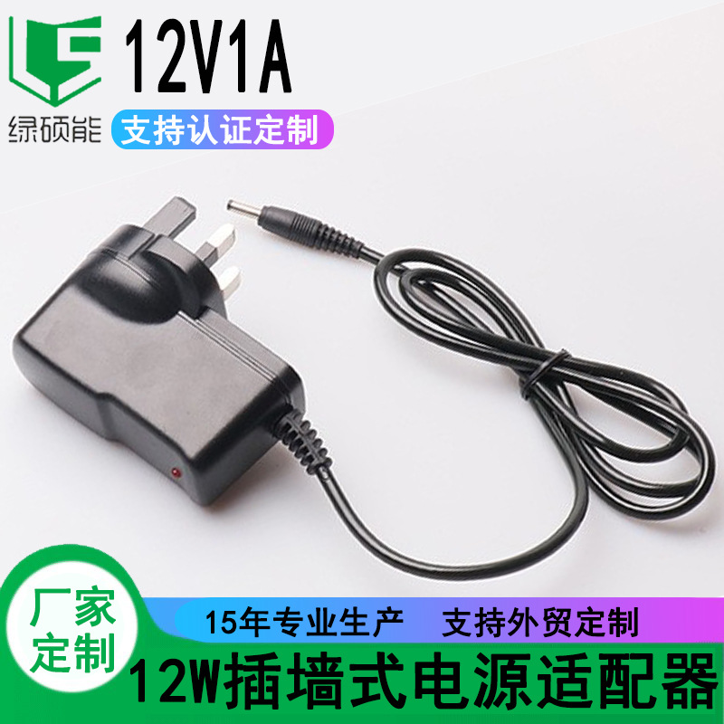 英规12W插墙式电源适配器12V1A开关电源小电器锂电池充电器跨境定