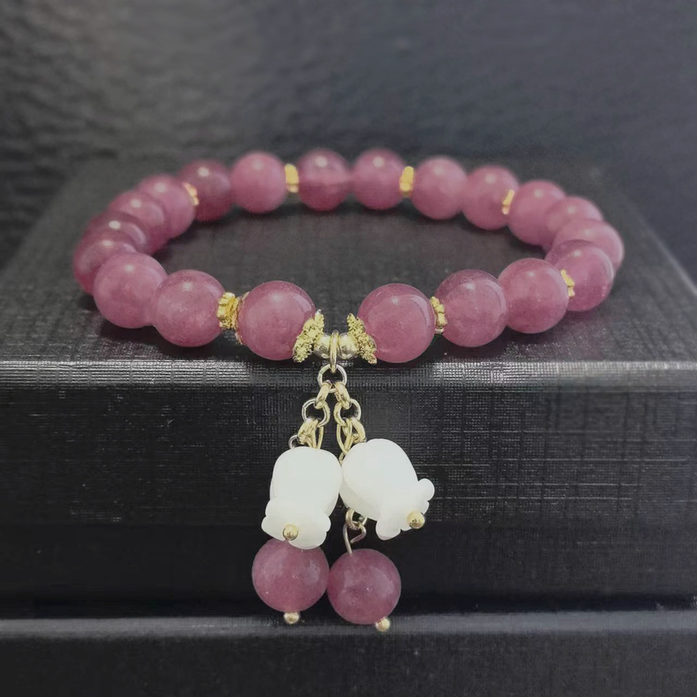 Piedra natural de color doble color pulsera de jade turmalina de color para mujeres Xiains nicho lujo ligero de alto nivel sensación de orquídea