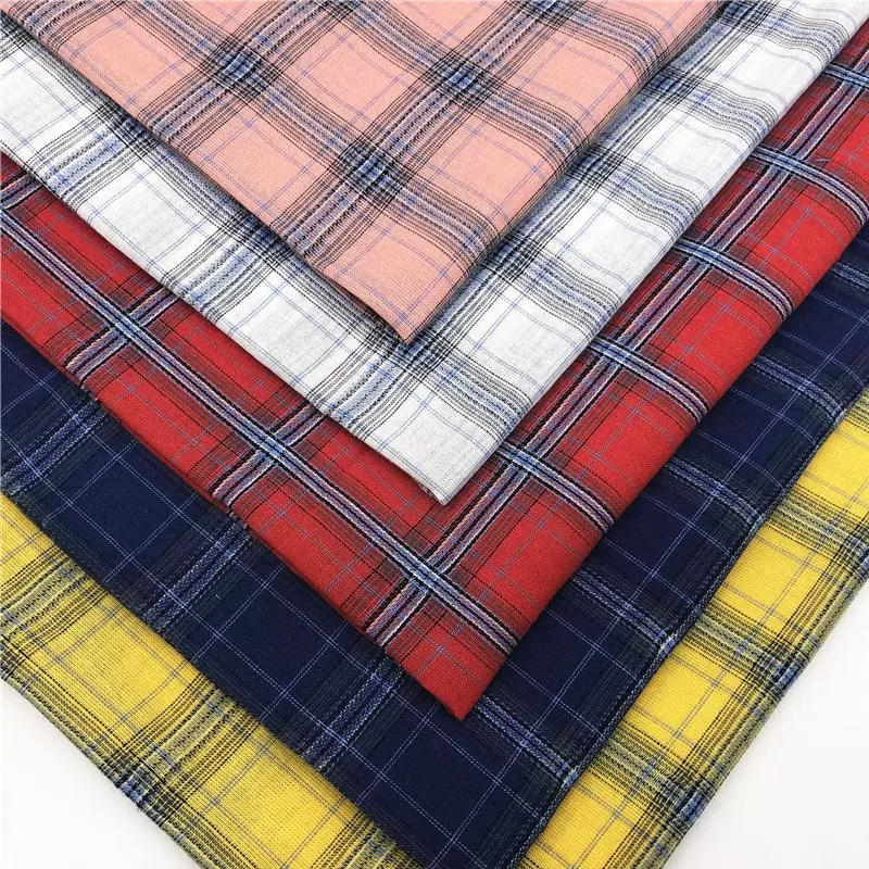 无荧光剂 A类纯棉布料 女装童装衬衫面料 色织格子水洗棉布全棉