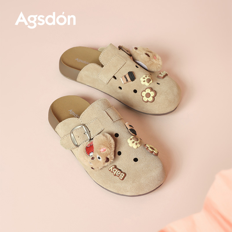 Augu Shi Dengdong Bocken zapatos para mujeres 2026 nuevo estilo de primavera zapatillas de mitad de zapatillas perezosas de un pie zapatillas de moda