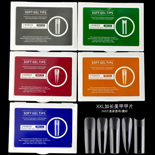 Foreign trade Europe and the United States hot nail art boxed nail piece 240 seamless semi frosted nail full paste nail piece factory outlet
