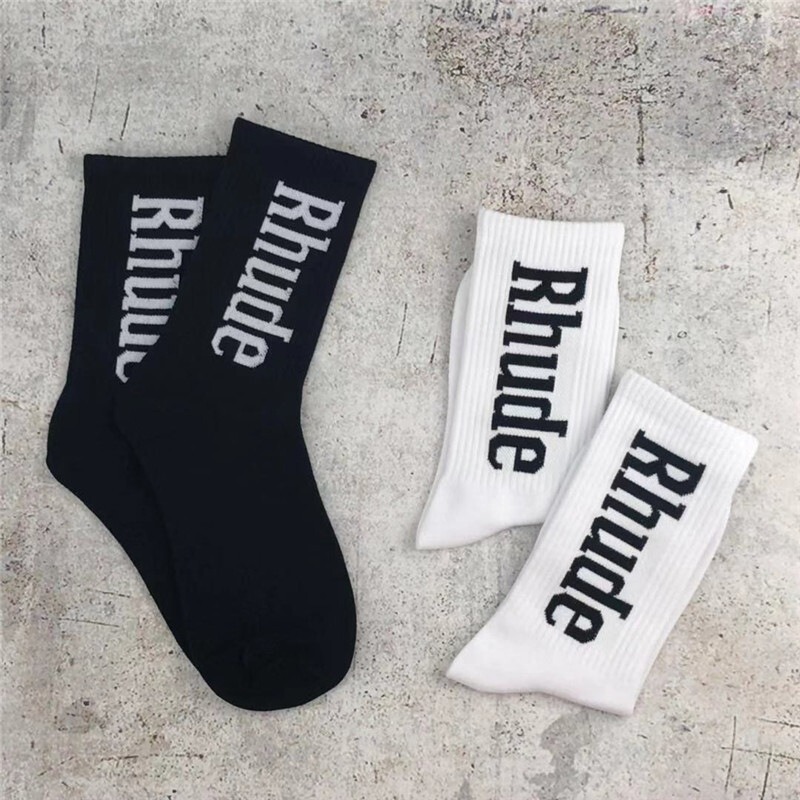 Cross-border ins high street letters cotton socks for men and women Rhude basketball socks socks for men and women American street fashion brand