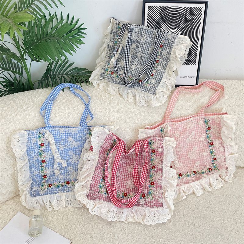 57273 Summer New Style Forest Pastoral Style Embroidered Lace Large Capacity Single Shoulder Canvas Bag for Women 57273 Summer New Style Forest Pastoral Style Embroidered Lace Large Capacity Single Shoulder Canvas Bag for Women